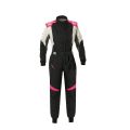 Kombinezon damski OMP FIRST EVO ELLE 2025 FIA 8856-2018 czarno-fuksjowy