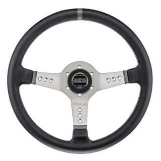 Kierownica skórzana SPARCO L777 czarno-srebrna