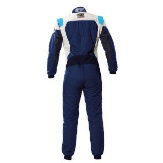 Kombinezon OMP First Evo 2025 FIA 8856-2018 granatowo-biało-błękitny