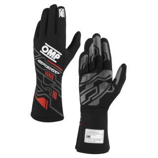Rękawice OMP SPORT 2025 FIA 8856-2018 czarno-czerwone