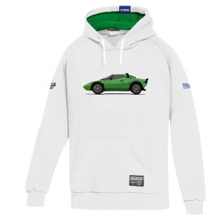 Bluza z kapturem Sparco Lancia HF Heritage Stratos biało-zielona