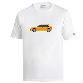 Koszulka T-Shirt Sparco Lancia HF Delta Integrale biało-żółta