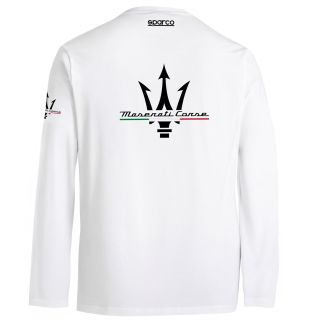 Koszulka z długim rękawem Sparco Maserati Corse biała