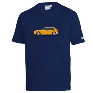 Koszulka T-Shirt Sparco Lancia HF Delta Integrale granatowo-żółta