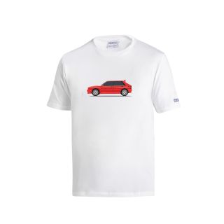 Koszulka T-Shirt Sparco Lancia HF Delta Integrale biało-czerwona
