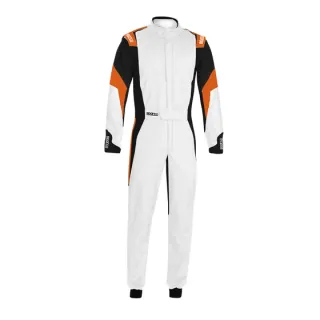 Kombinezon SPARCO COMPETITION biało-czarno-pomarańczowy fluo FIA 8856-2018