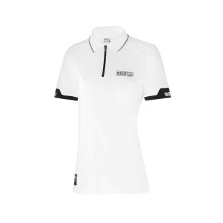 Koszuka polo z zamkiem damska SPARCO LADY - biała