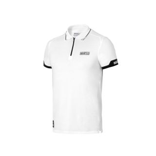Koszulka polo z zamkiem SPARCO - biała