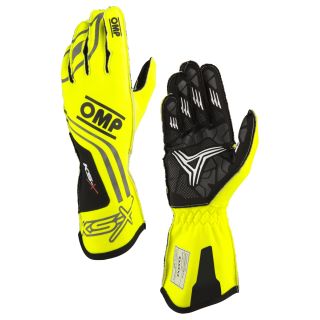 Rękawice kartingowe dziecięce OMP KS-X FIA 8877-2022 żółte fluo