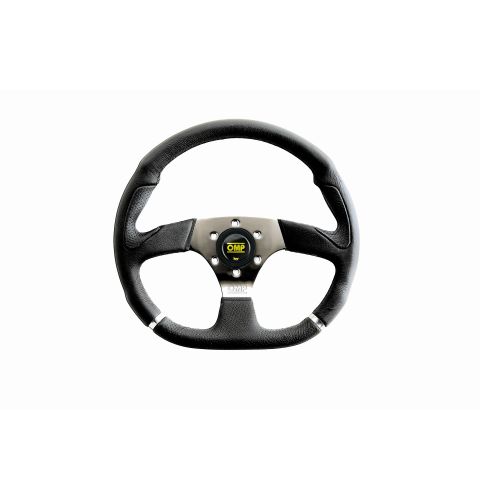 Kierownica skórzana OMP CROMO czarno-srebrna