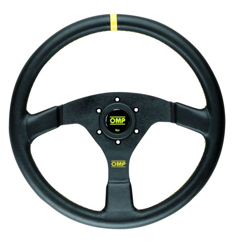 Kierownica skórzana OMP VELOCITA czarno-żółta