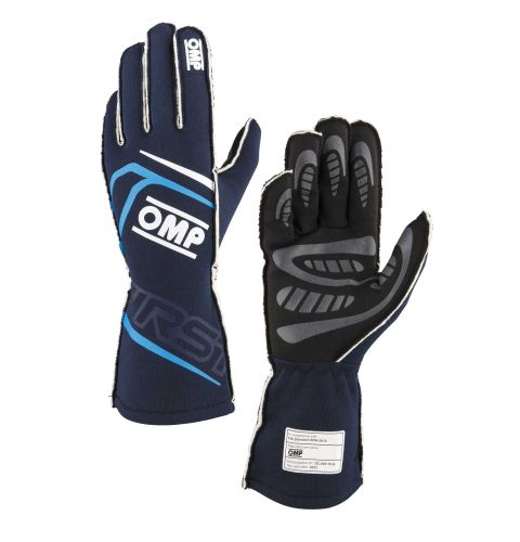 Rękawice OMP FIRST 2025 FIA 8856-2018 granatowo-błękitne