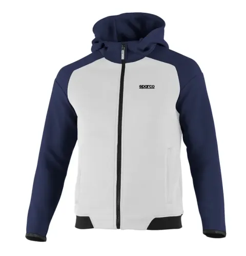 Bluza zapinana z kapturem Sparco biało-granatowa