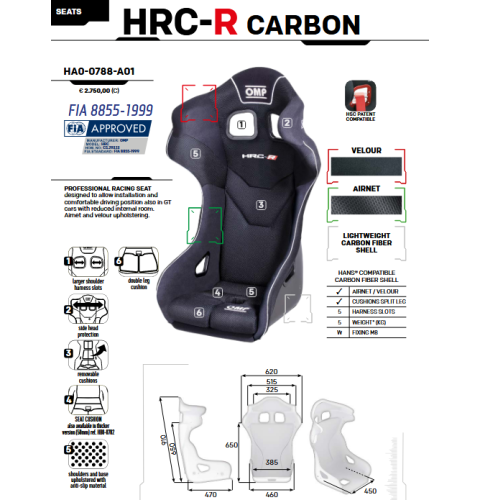 Fotel OMP HRC-R FIA 8855-1999