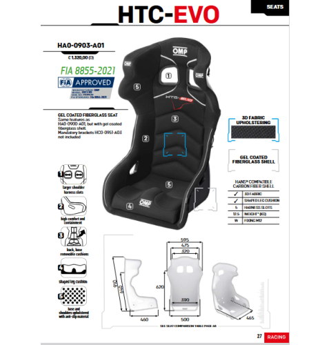 Fotel  OMP HTC EVO FIA 8855-2021