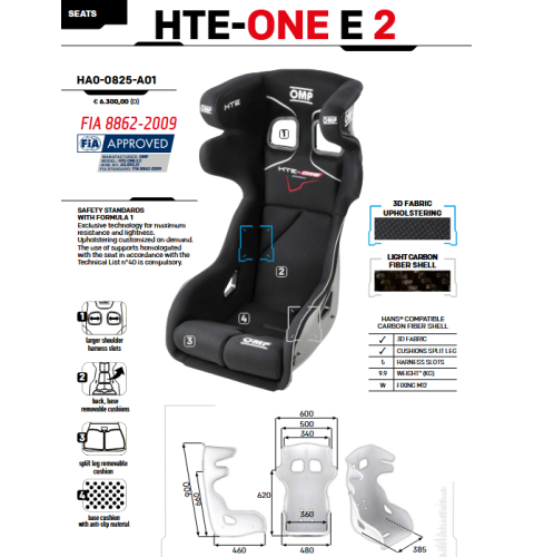 Fotel OMP HTE ONE E 2 FIA 8862-2009