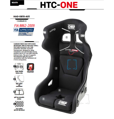 Fotel OMP HTC ONE FIA 8862-2009