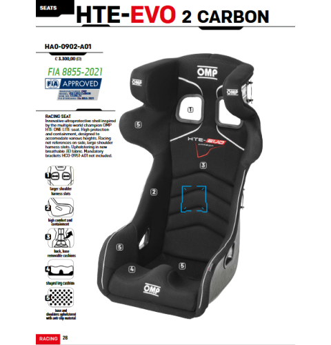 Fotel  OMP HTE EVO 2 Carbon FIA 8855-2021