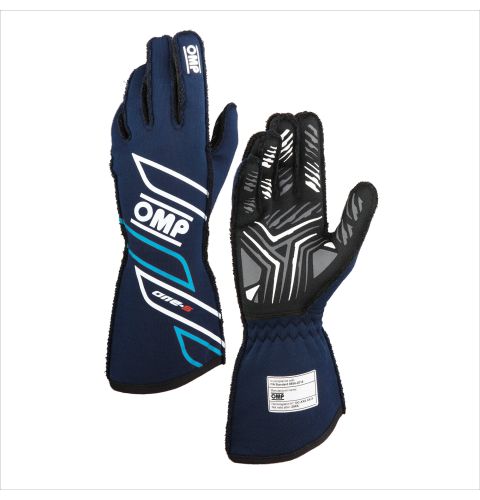 Rękawice OMP One-S 2025 FIA 8856-2018 granatowo-błękitne