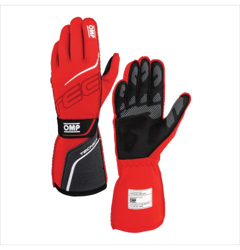 Rękawice OMP Tecnica 2025 FIA 8856-2018 czerwono-czarne