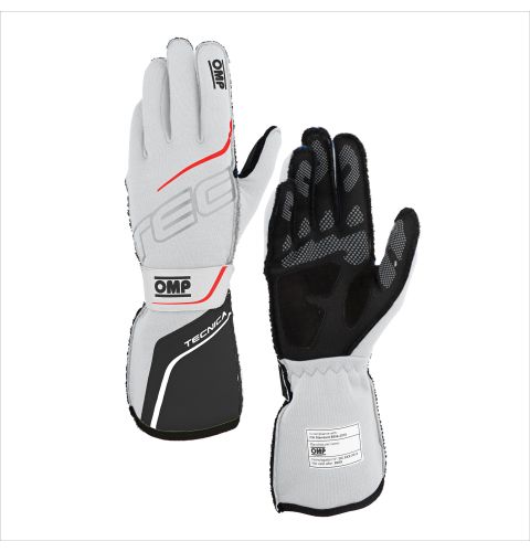 Rękawice OMP Tecnica 2025 FIA 8856-2018 biało-antracytowe