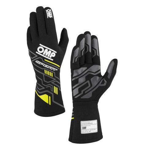 Rękawice OMP Sport 2025 FIA 8856-2018 czarno-żółte