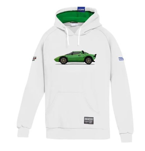 Bluza z kapturem Sparco Lancia HF Heritage Stratos biało-zielona