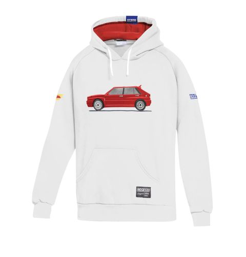 Bluza z kapturem Sparco Lancia HF Delta Integrale biało-czerwona