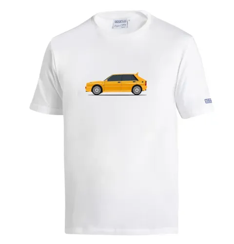 Koszulka T-Shirt Sparco Lancia HF Delta Integrale biało-żółta