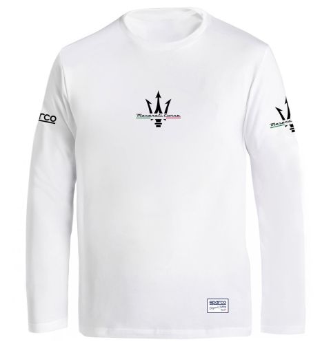 Koszulka z długim rękawem Sparco Maserati Corse biała