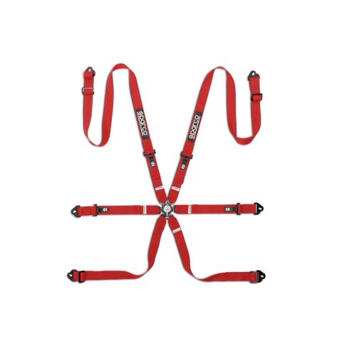 Pasy bezpieczeństwa Sparco FIA COMPETITION H-2 PU 2", 6-pkt czerwone