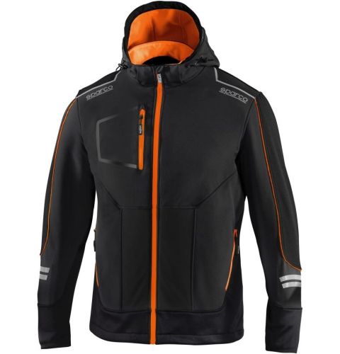 Kurtka SPARCO TECH SOFT-SHELL - czarno-pomarańczowa fluo