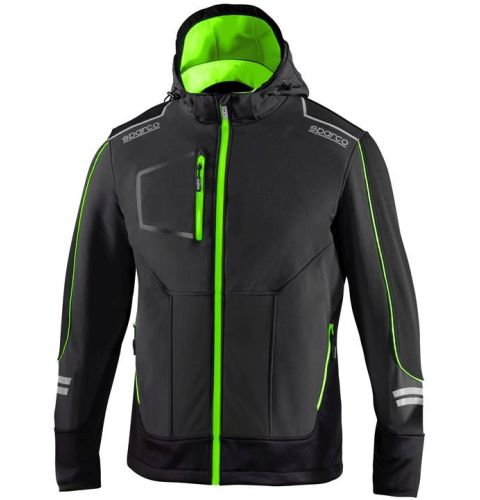 Kurtka SPARCO TECH SOFT-SHELL - szaro-zielona fluo