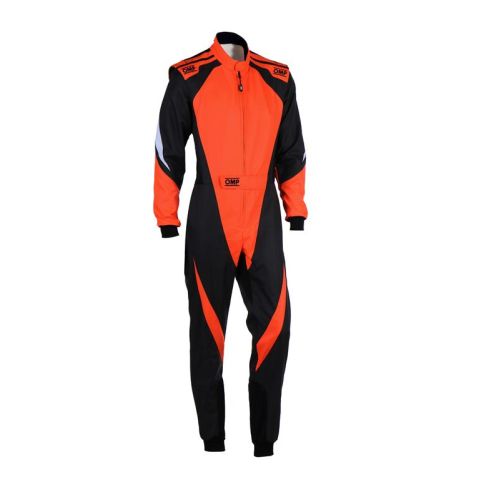 Kombinezon kartingowy OMP KS-3X FIA 8877-2022 czarno-pomarańczowy fluo