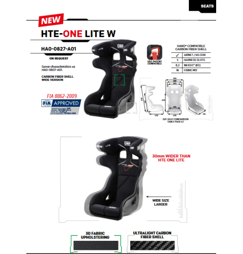 Fotel OMP HTE ONE LITE WIDE FIA 8862-2009 czarny