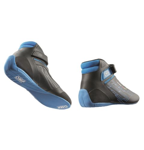 Buty kartingowe OMP KS-2X FIA 8877-2022 czarno-błękitne