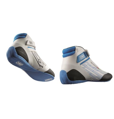Buty kartingowe OMP KS-2X FIA 8877-2022 biało-błękitne