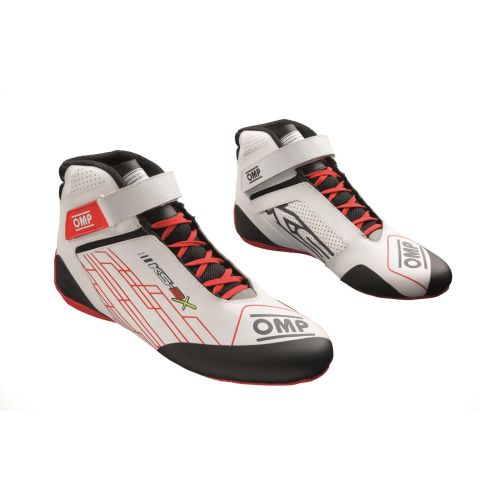 Buty kartingowe OMP KS-2X FIA 8877-2022 biało-czerwone