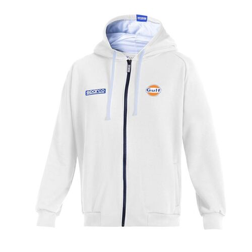 Bluza z kapturem zapinana Sparco Gulf biała