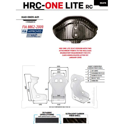 Fotel OMP HRC ONE LITE FIA 8862-2009