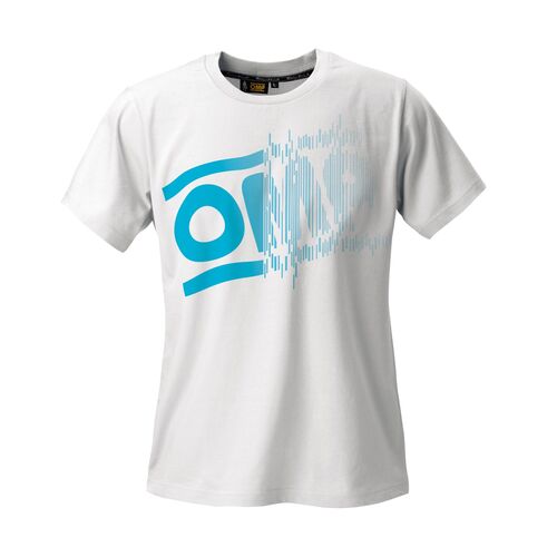 T-shirt OMP STRIPED LOGO – biały